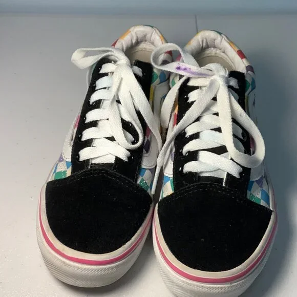 Vans Kids Sz 1 Off the Wall Checkerboard Multicolor Sneakers 721356 Skater Shoe - Picture 4 of 9